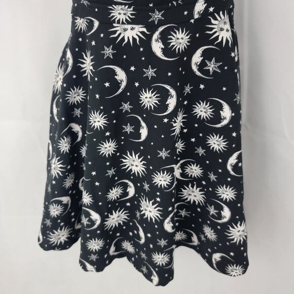 HOT TOPIC Junior Sz SMALL Black White Sun & Moon Skirtall Skirt Overall Witchy - Picture 3 of 13